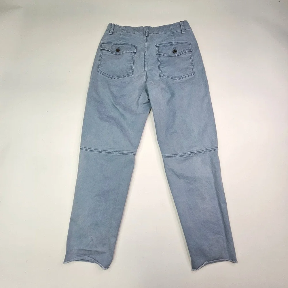 Banana Republic Chino Pants Women 4 Blue Girlfriend Authentic Utility Raw Hem